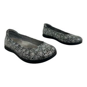 Alegria by PG Lite Petal Size 9 Black Silver Leather Flats PET-535 Comfort Shoes